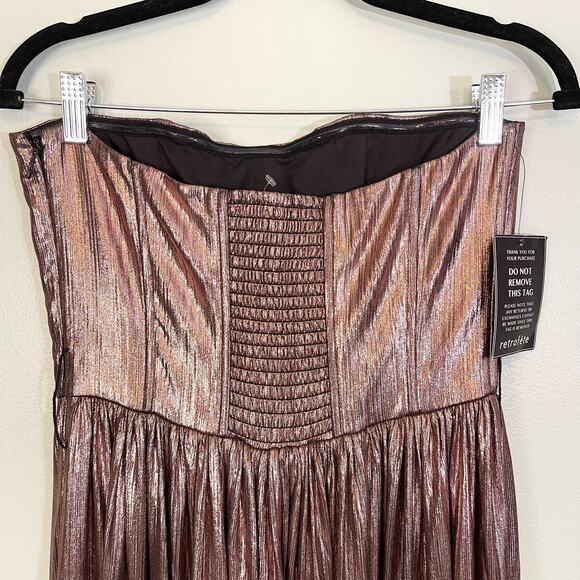 Retrofete Women's Metallic Pink Tube Jaden Strapless Party Dress Gown Small NWT - Picture 4 of 12
